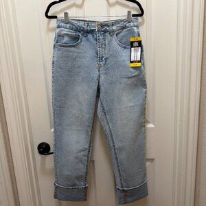 Frye Women's Cuffed Crop Stretch Jeans Size 6 Light Blue High Rise Straight Leg